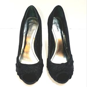 Style & co. Karens sparkling leather black heels. Women's size 6.5 M